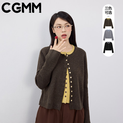 CGMM/橱柜密码假两件针织开衫
