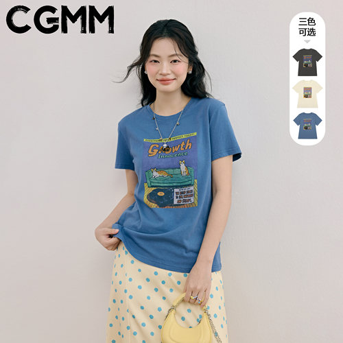 CGMM/橱柜密码夏季新款时尚百搭趣味印花短袖T恤DSOMB2637