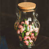 美式 罐咖啡豆花茶瓶 浮雕木塞储物玻璃密封罐腌制果酒厨房杂粮分装