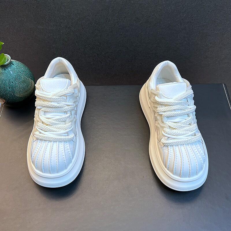 新品冬季加棉男鞋保暖加厚小白鞋简约百搭白色休闲鞋厚底增高鞋男
