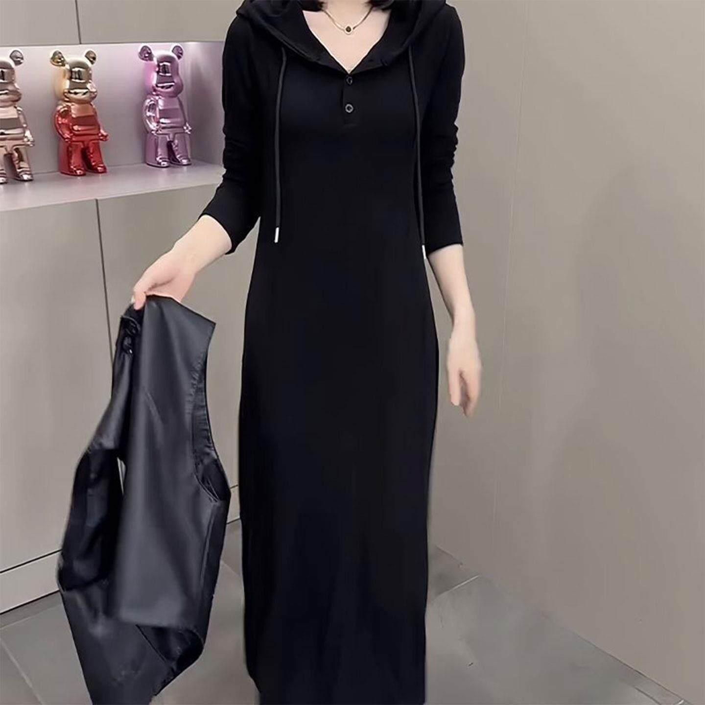 新品时尚气质妈妈套装女2026秋季新款显瘦百搭马甲+连帽连衣裙两