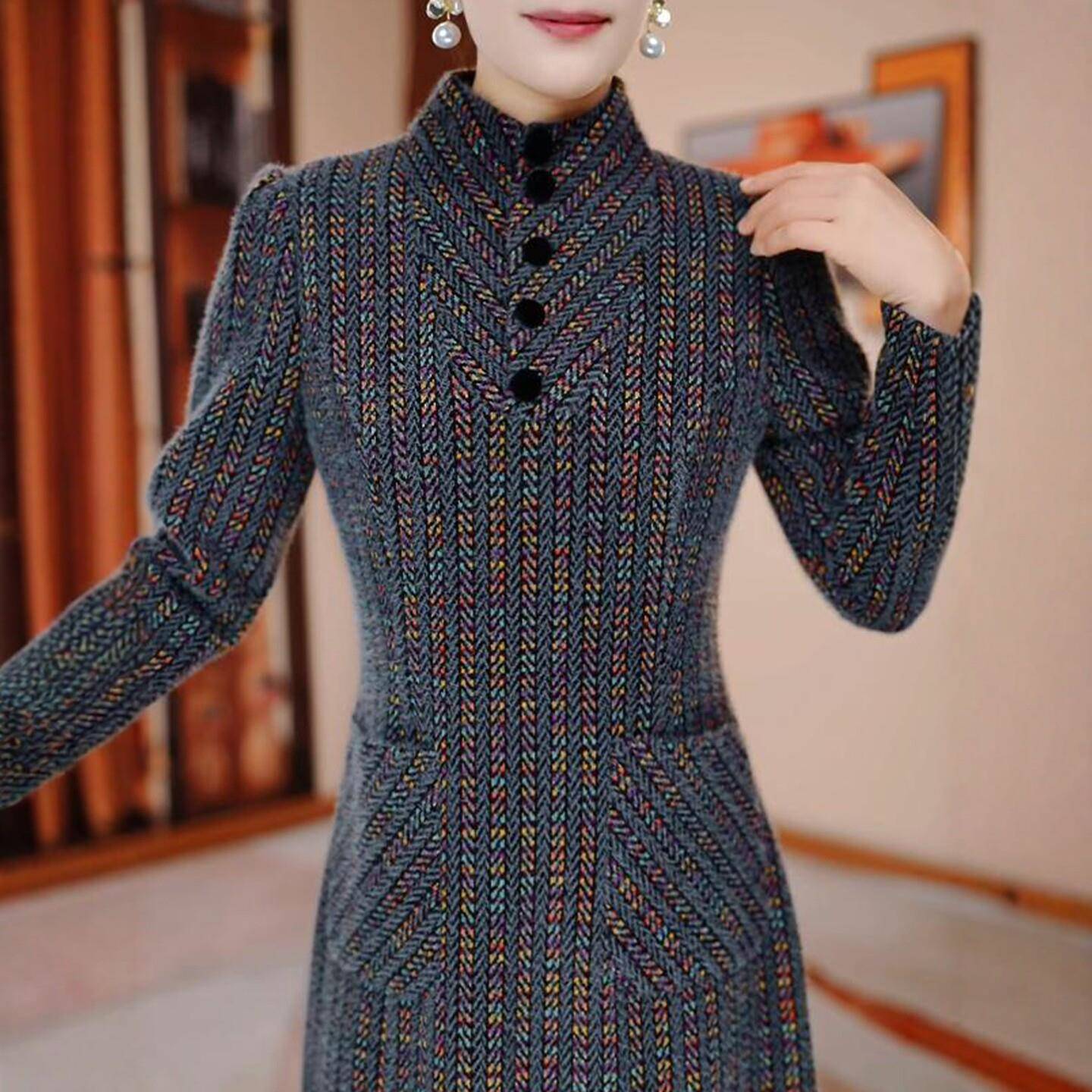新品气质加厚秋冬连衣裙女2026新款Q中老年秋季长裙显瘦保暖裙子