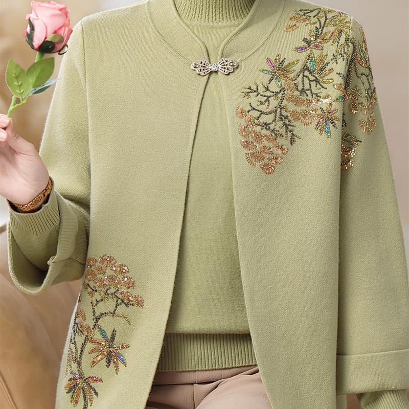 新品中老年女装春秋装针织