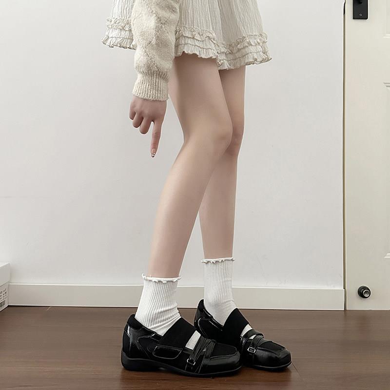 新品甜美风银色交叉带玛丽珍鞋女2026春上新款方头浅口单鞋粗跟芭