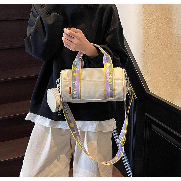 新品帆布包男大容量学生书包工装休闲斜挎包时尚多兜单肩包女背包