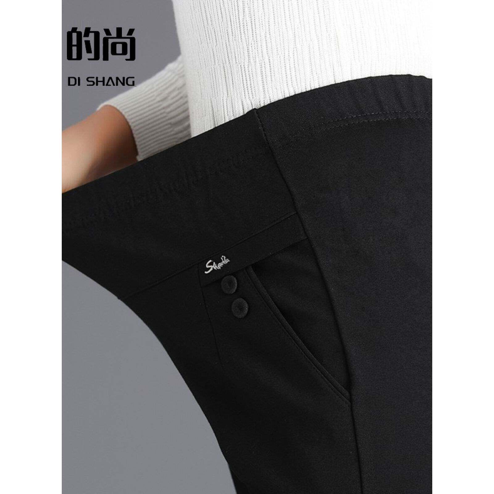 新品中老年女裤春秋妈妈裤子休闲裤外穿弹力中年女秋冬装黑色直筒
