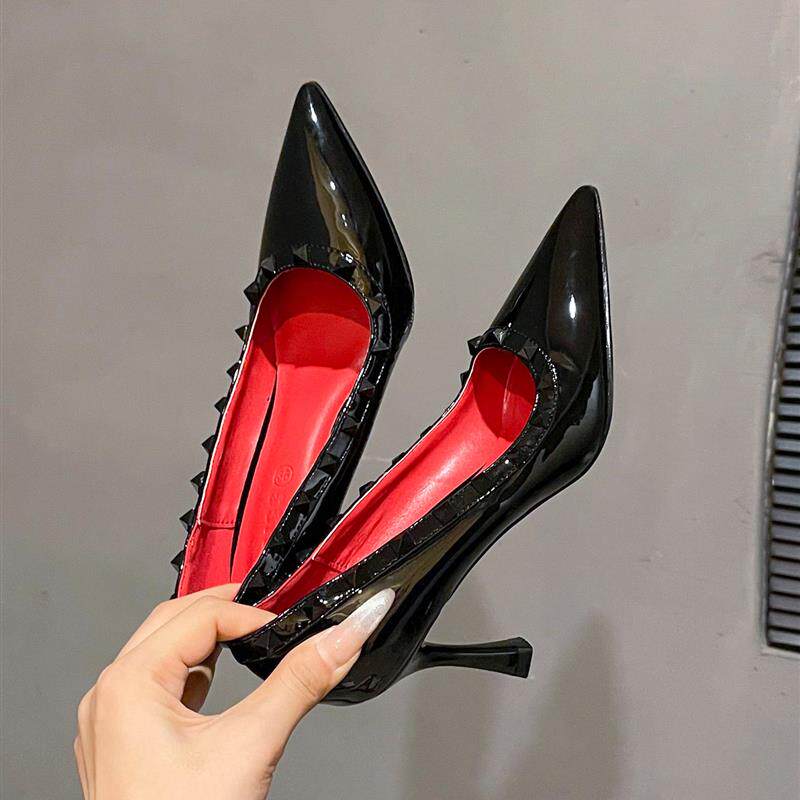 新品宽胖脚加肥高跟鞋女尖头单鞋2025新款细跟不累脚法式百搭大码