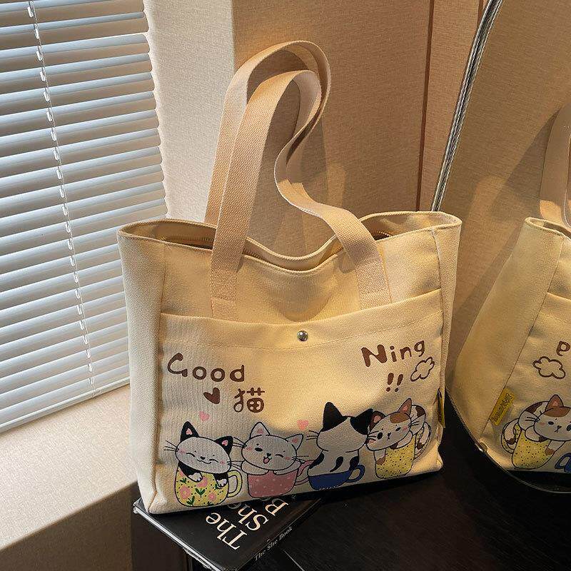 新品休闲大容量帆布包包女2025新款潮时尚手提袋通勤托特包上课单