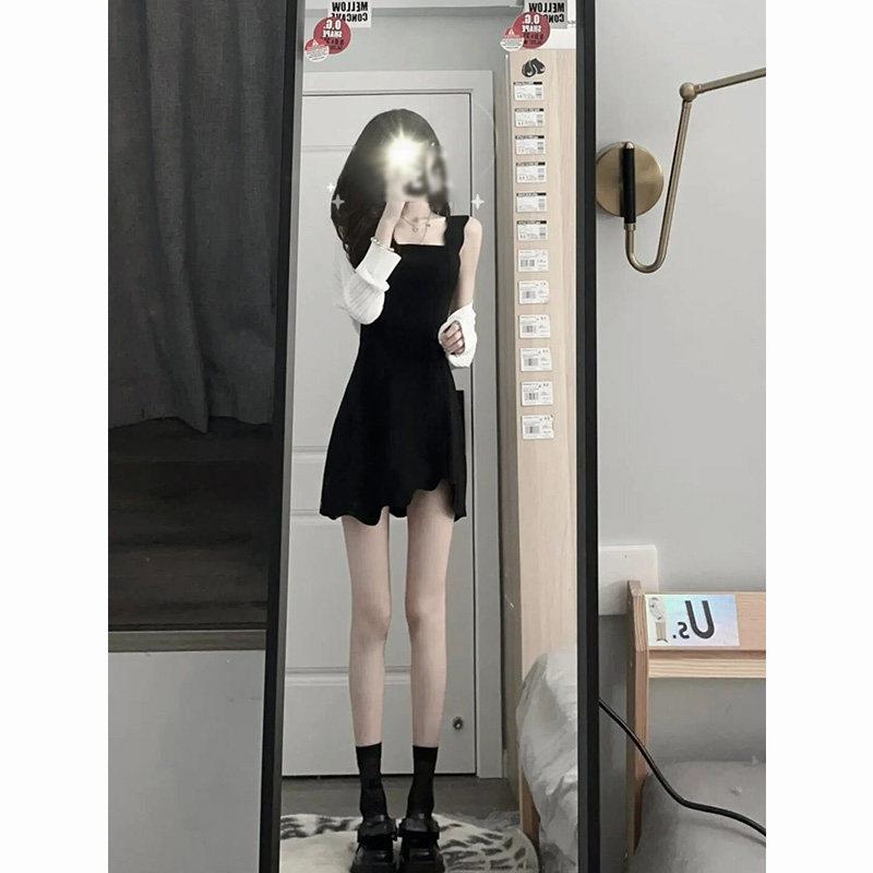 新品纯欲辣妹上衣吊带裙两件套装早春原宿风法式桔梗温柔穿搭连衣