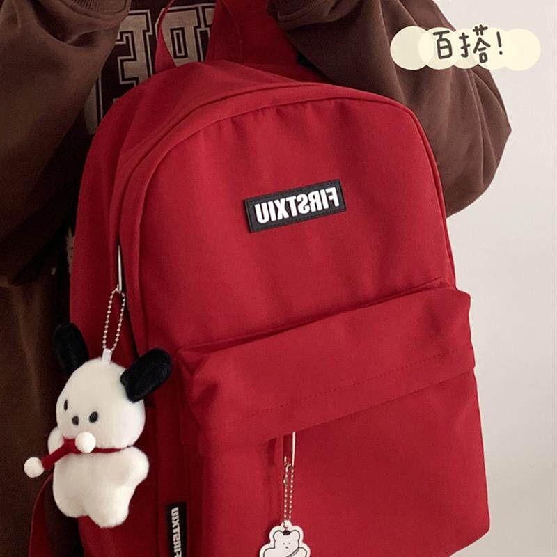 新品日系休闲百搭双肩包女韩版高中学生大容量学生纯色书包旅行背