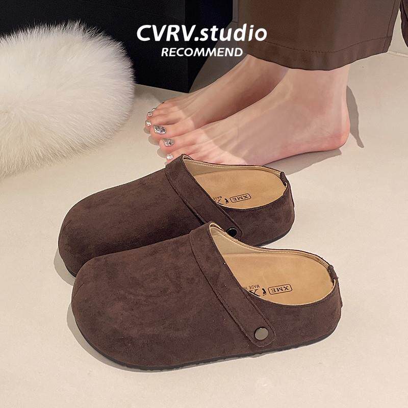 新品内增高厚底两穿勃肯鞋包头半拖鞋女2025新款早秋外穿一脚蹬博