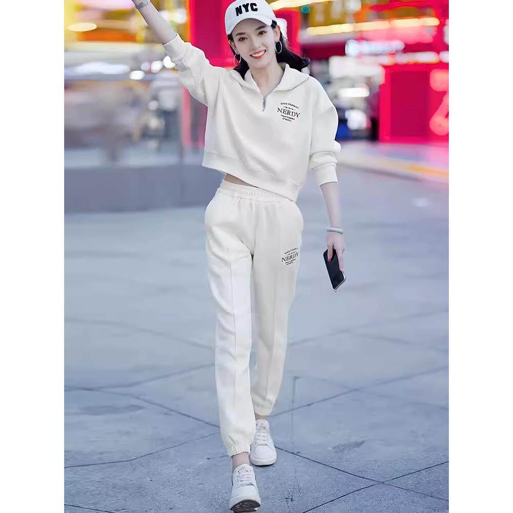 新品时尚卫衣女士休闲套装2026春秋新款洋气上衣运动炸街两件套妈