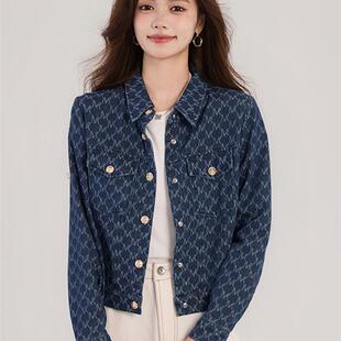 新品牛仔外套短款女小个子2025秋季新款韩系时尚休闲正肩翻领夹克