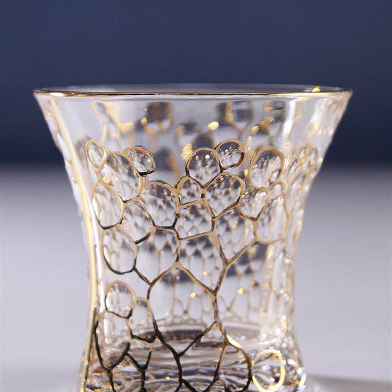 新品威士忌杯水晶玻璃家用大号洋酒杯波西米亚风描金工艺白兰地酒