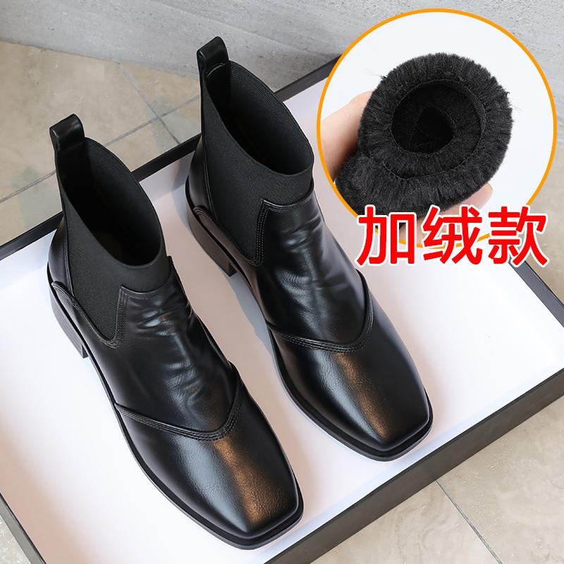 新品真皮小码女靴313233短