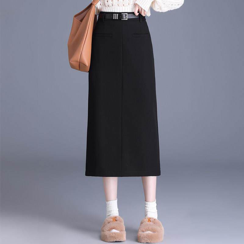 新品灰色西装裙半身裙女春秋2026新款韩版高腰长裙直筒包臀开叉一