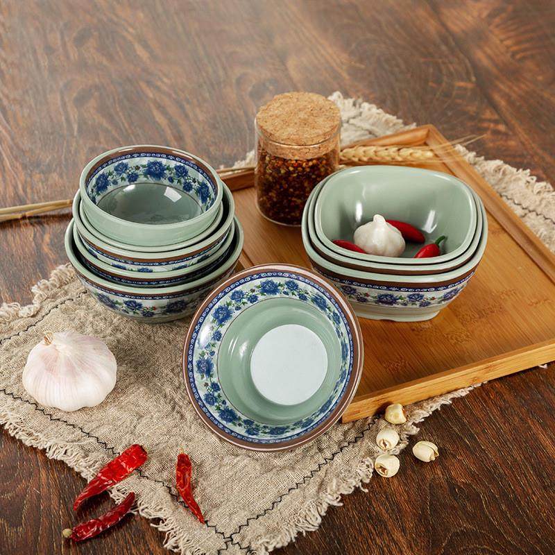 新品密胺古董青花系列小碗商用加厚蘸料碗调料碗餐厅饭店火锅米饭