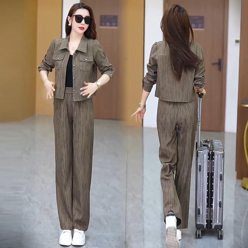 新品时尚套装女2026春季新款洋气显瘦短款外套阔腿裤休闲显瘦两件