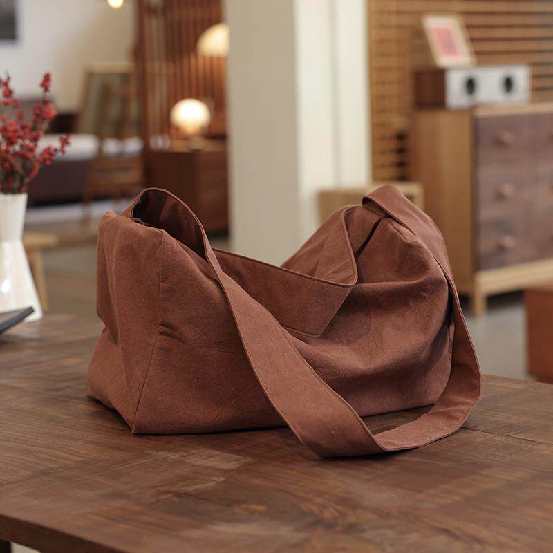 新品庸庸棉麻大容量包包上班托特包帆布包慵懒宽肩带单肩斜挎手提