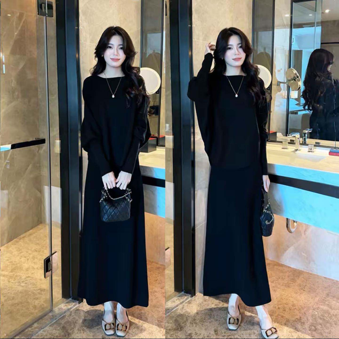 新品时尚套装女春秋新款洋气显瘦针织衫半身裙两件套小个子休闲套
