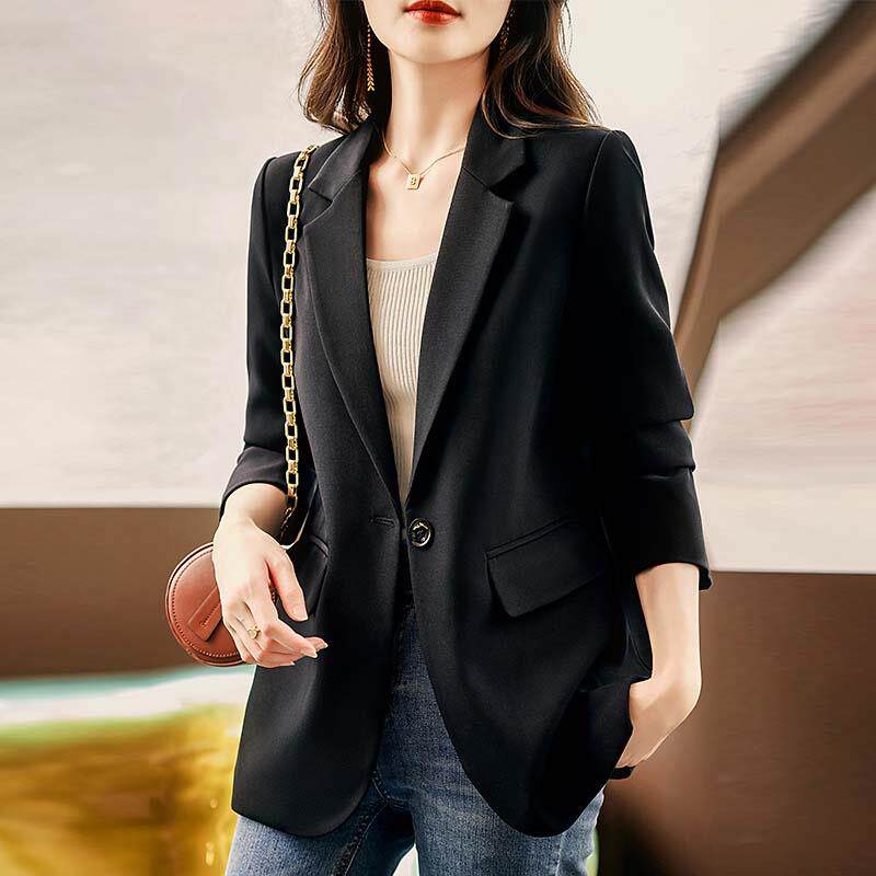 新品咖色高级感小西装外套女2026年春秋季新款气质休闲后开叉西服