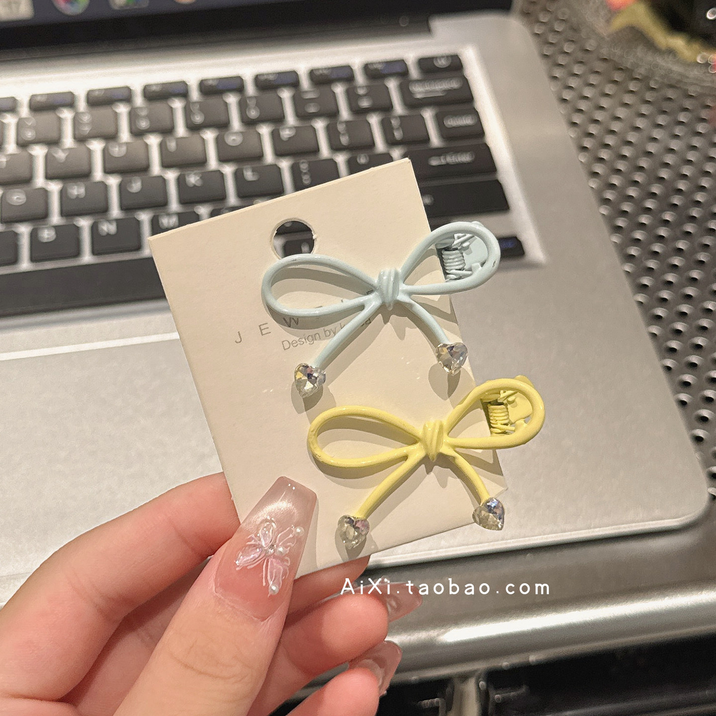 高级感甜美蝴蝶结爱心钻碎发夹子