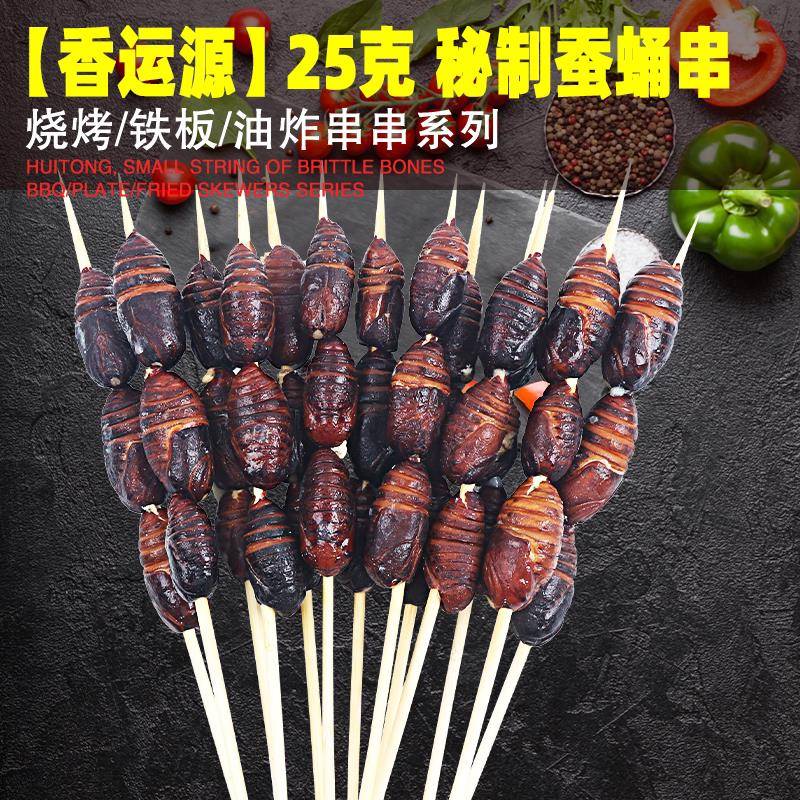 新品秘制蚕蛹串200串/箱烧烤食材半成品知了猴金蝉新鲜昆虫串烧烤