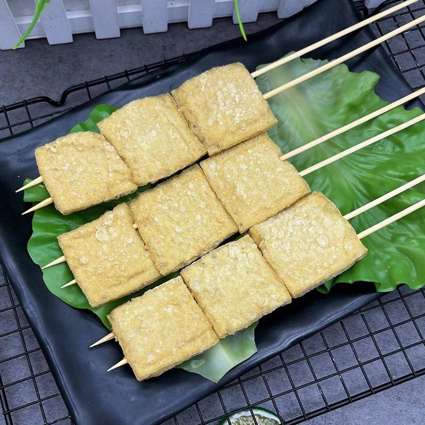 新品虎皮包浆豆干串商用半成品烧烤油炸食材爆浆豆腐串香干豆制品