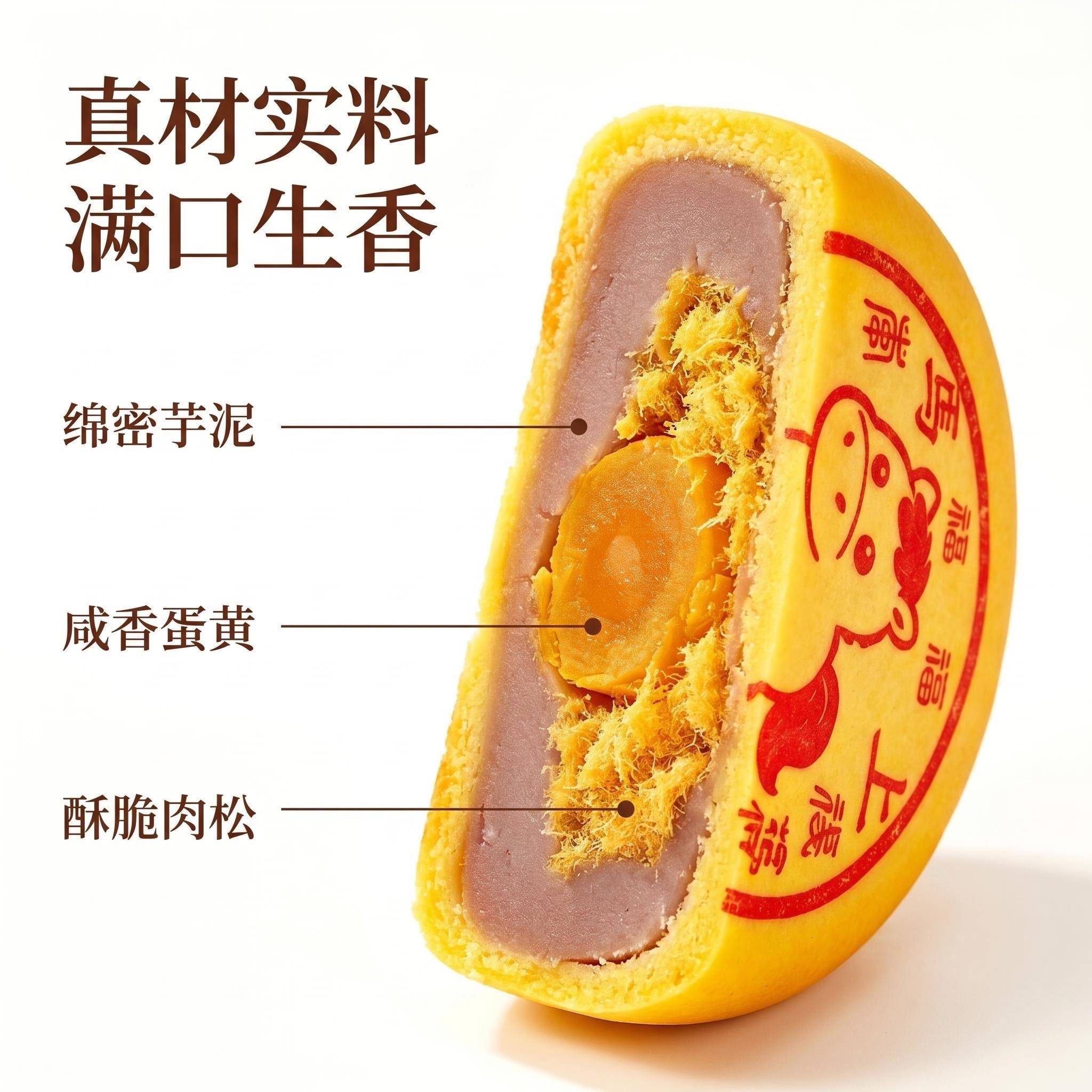 新品马上有钱黄金芋泥麻薯肉松饼中秋节送礼月饼软糯香甜小马送福