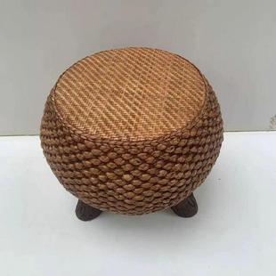 小圆凳 草编坐凳田园乡村矮凳藤编家用凳子阳台茶几凳坐墩时尚