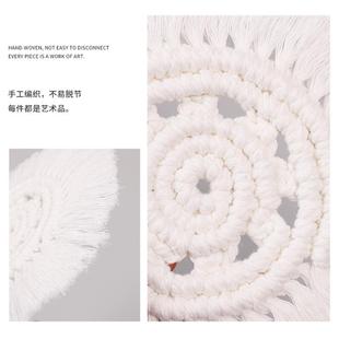 饰垫 厂家北欧风手工编织棉绳杯垫隔热垫白色流苏桌面简约装