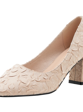 大码高跟鞋41一43脚宽脚胖方头粗跟职业通勤女单鞋小码女鞋X31323