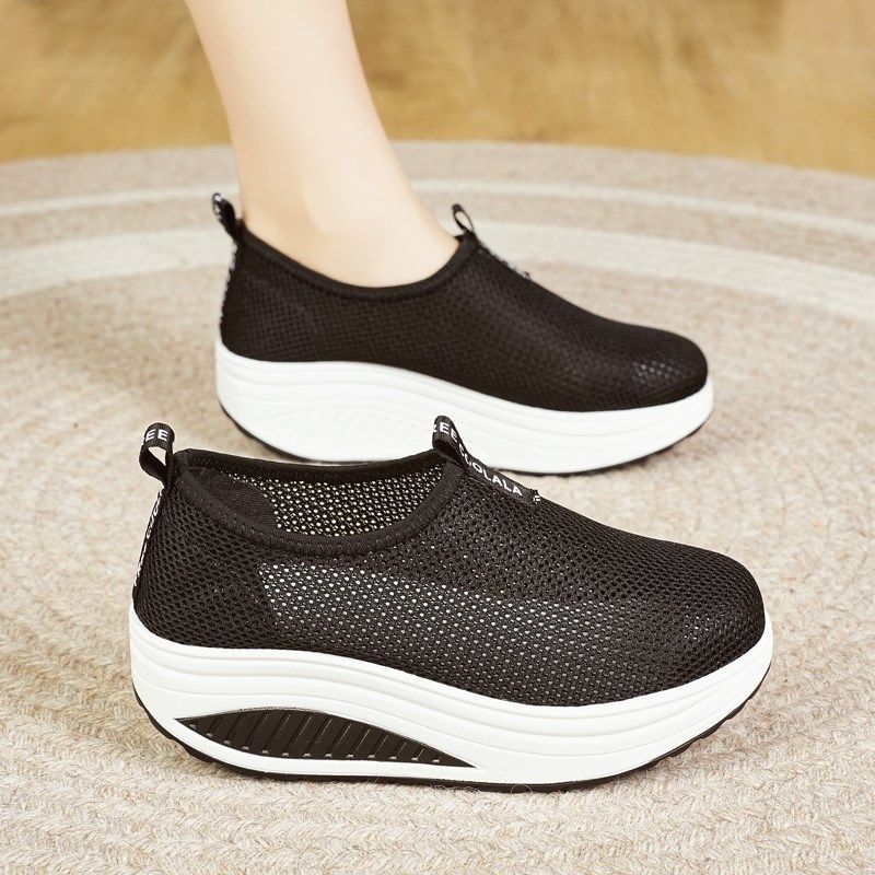 新款旅游运动休闲网布摇摇鞋女鞋厚底坡跟女单鞋透气套Z脚松糕鞋,女鞋,松糕（摇摇）鞋,淘宝优惠券,粉丝福利购,淘宝优惠卷