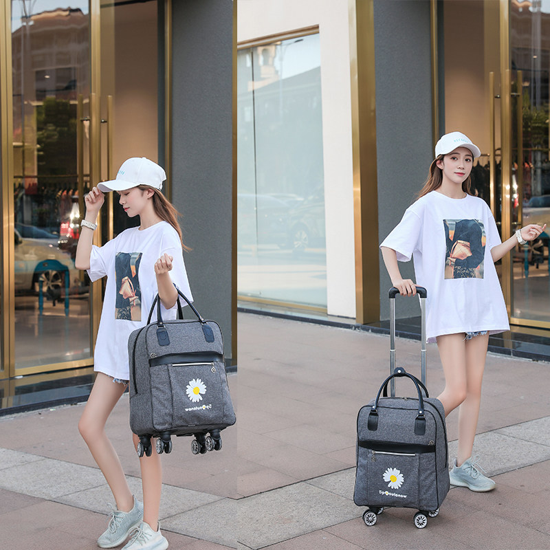 新款双肩拉杆旅行包女防水大容量手提行李L袋短途旅游登机软箱轻
