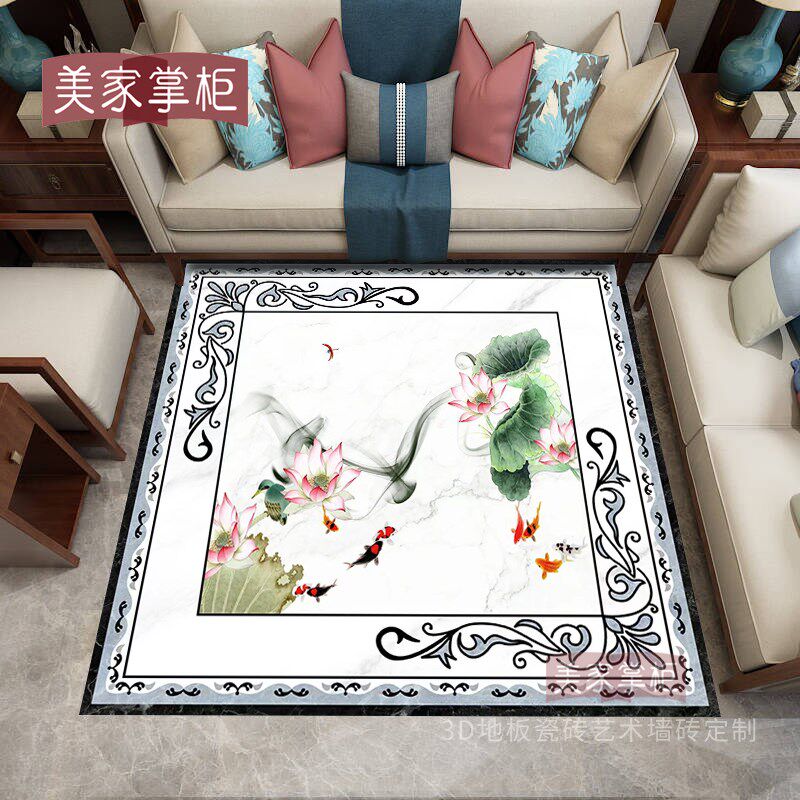 新款中式客厅e福字花鸟拼花地砖800x800入户门厅玄关图案造型定制