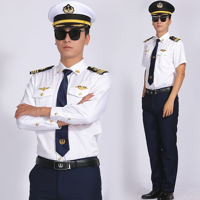 新款海员衬衫船长制服轮s机长套装船员服饰邮轮游艇长袖船务工作
