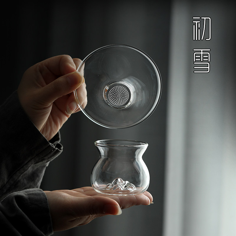 玻璃茶漏茶滤一体功夫茶t茶具高档公道杯漏斗滤茶器泡茶过滤网公