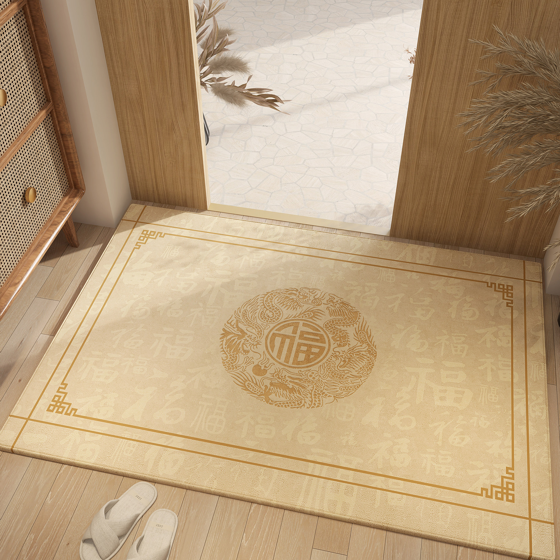 金色入户门地垫高级感中式地毯玄关可裁剪门垫进门门Y口防滑踩脚,居家布艺,入户地垫,淘宝优惠券,粉丝福利购,淘宝优惠卷