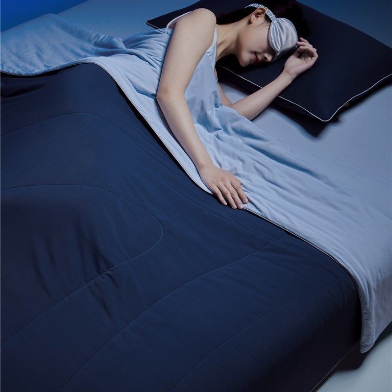 夏季凉感丝滑冰皮夏凉被简约素色双拼透气单双P人可机洗空调被薄