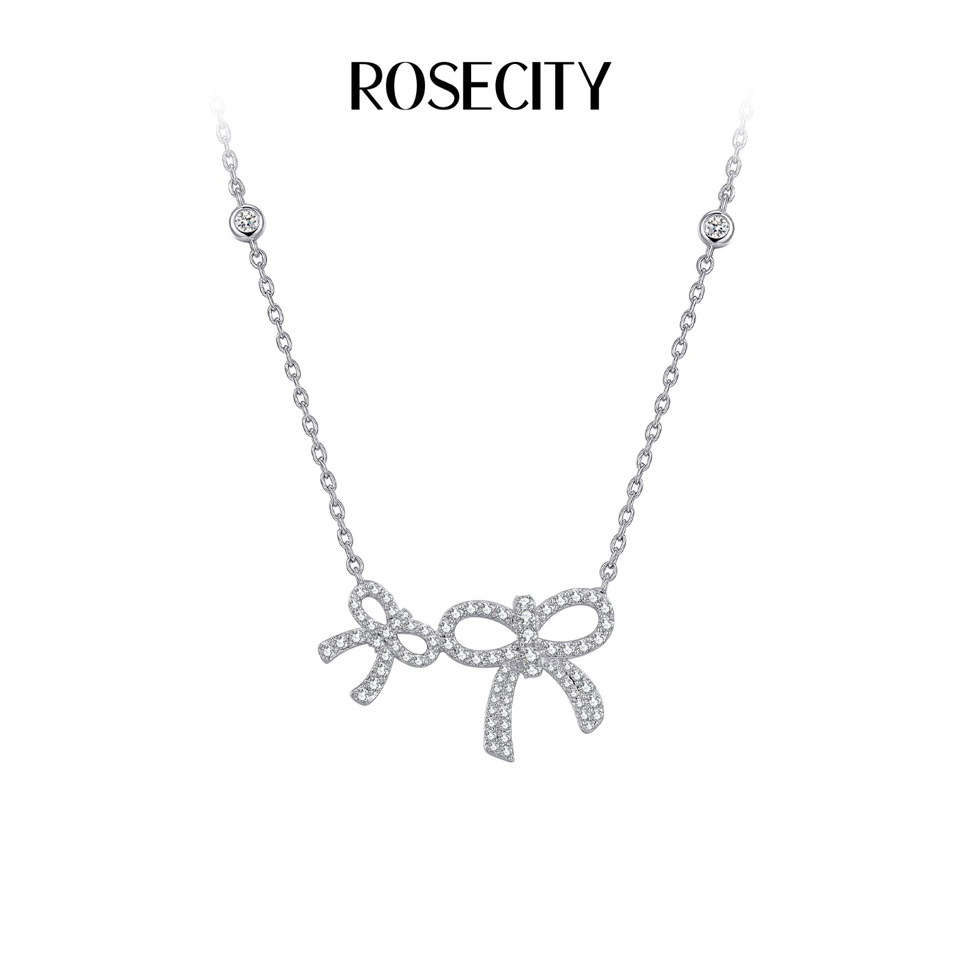 ROSECITY对影蝴蝶结项链女款小众