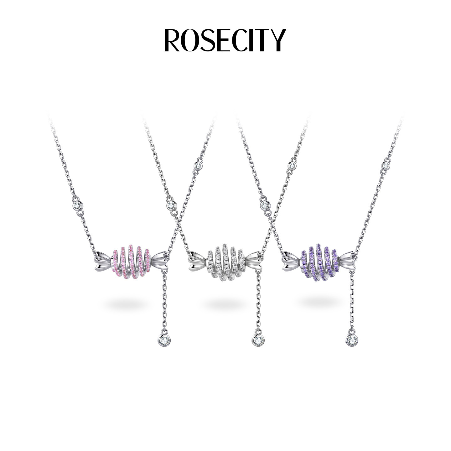 ROSECITY甜品屋糖果锁骨链彩色多巴胺可旋转项链女款精致小众配饰