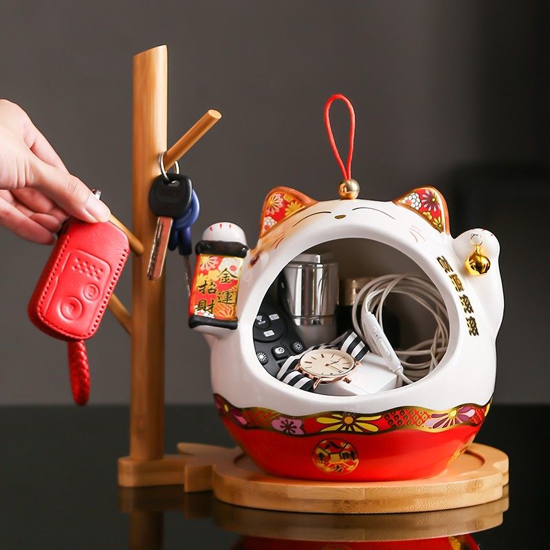 招财猫入户玄关钥匙收纳摆件进门鞋柜创意乔迁开业礼品前台装饰品,家居饰品,装饰摆件,淘宝优惠券,粉丝福利购,淘宝优惠卷