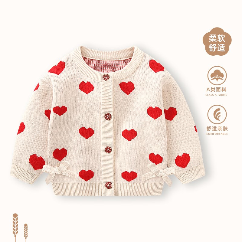 女童毛衣秋装女宝宝洋气针织上衣外套确定婴幼儿开衫周岁外搭衣服