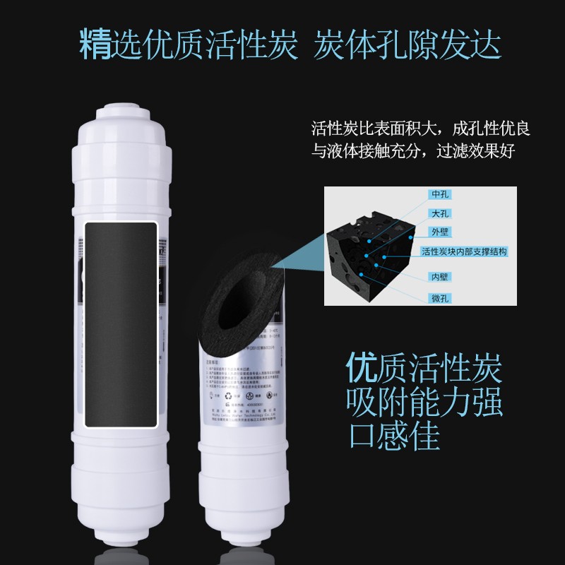 乐透一体CTO压缩活性炭2分口快接碳棒过滤芯净水器纯水机通用滤芯