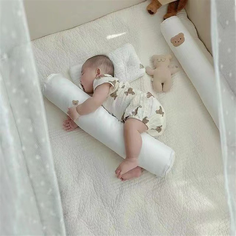 韩国新生婴儿绣花圆柱床围塞床缝圆围宝宝防撞侧睡靠枕夹腿安抚枕