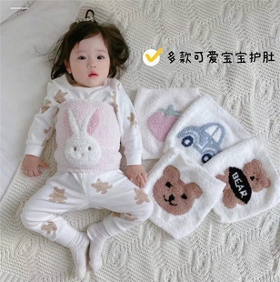 婴儿童睡觉护肚子神器法兰绒肚围春秋冬季宝宝防着凉肚兜加厚加绒