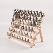 裱花嘴收纳支架不锈钢韩式 挤奶油嘴曲奇烘焙工具盒放置台实木材质