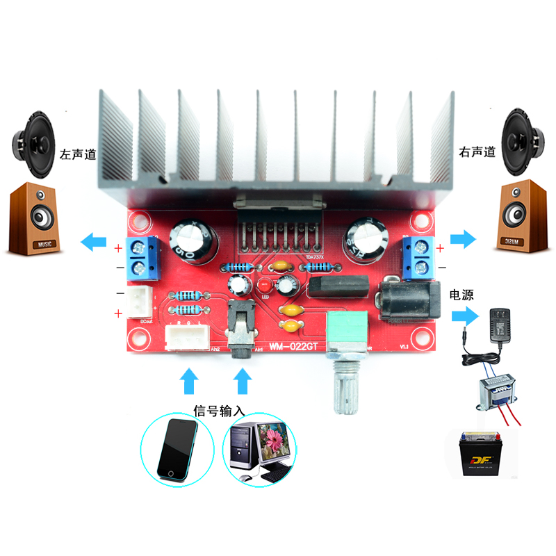 TDA7377双声道2.0立体声大功率功放成品板家用车载12V不分正负极