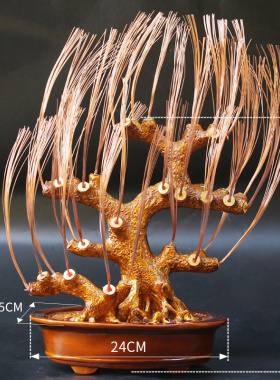 diy串散珠咖啡色无字财宝树摆件树干固定铜丝 手工编织招财树盆景