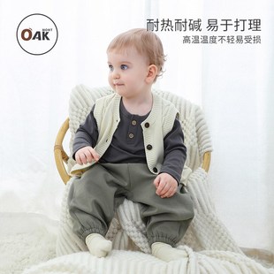 Oak mont婴儿马甲儿童针织背心春秋纯棉外穿毛衣外套新生宝宝开衫